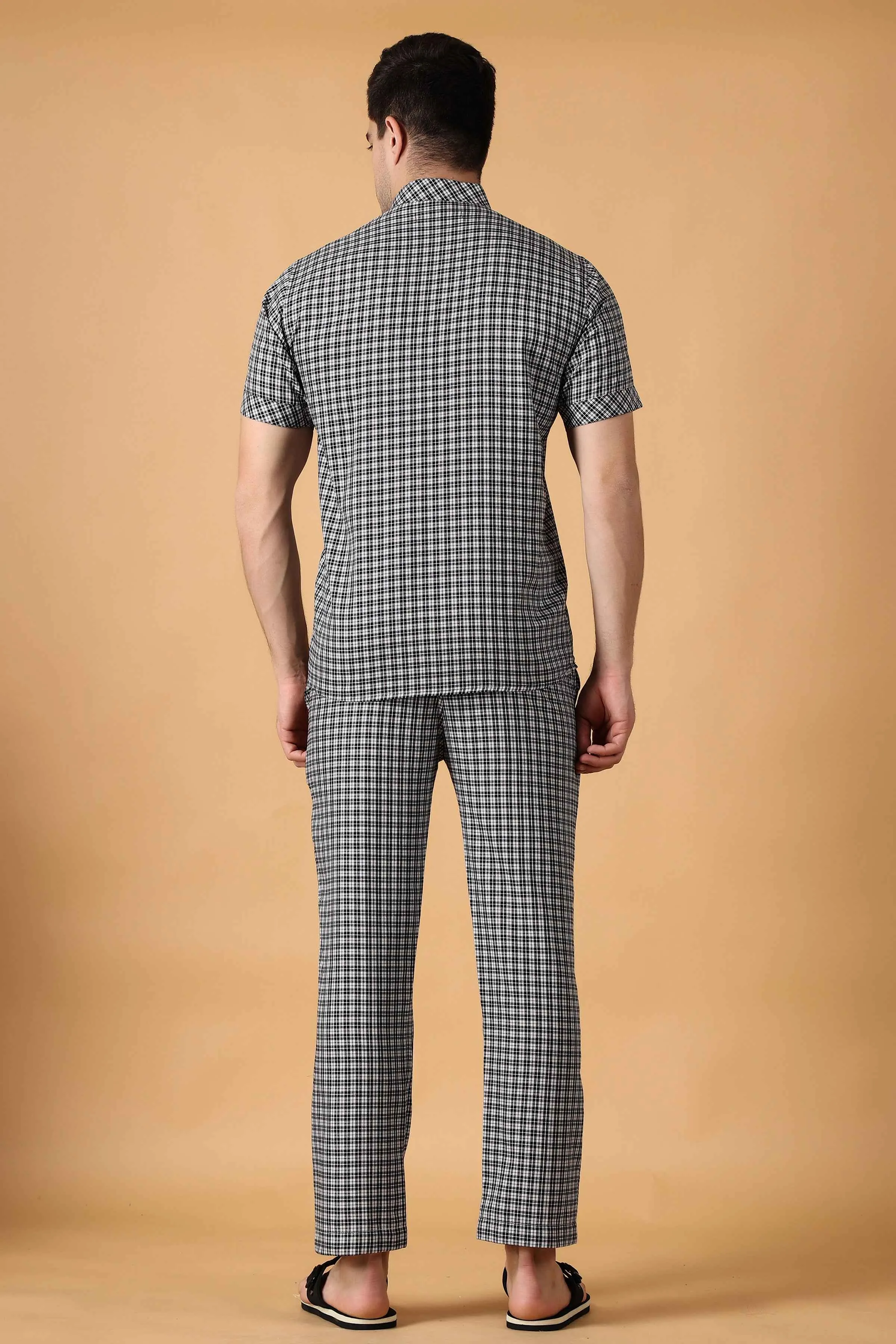 Black Checked Lounge Wear Set