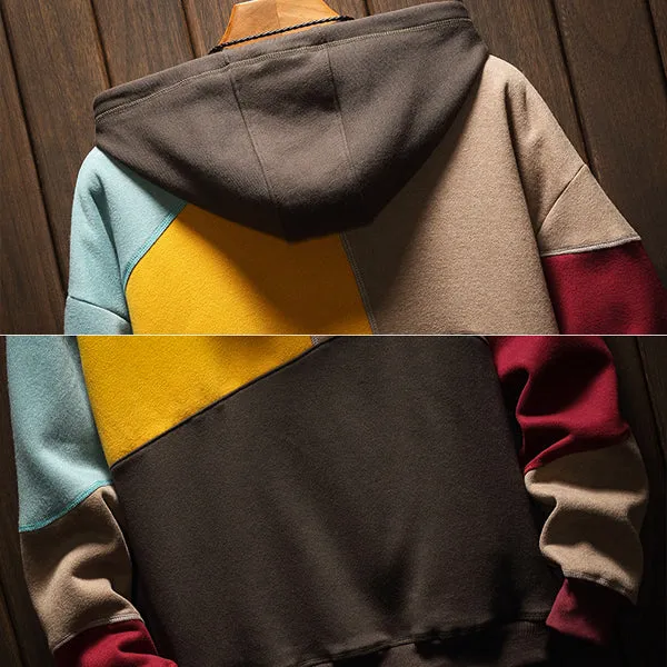 Contrast Patchwork Hoodie