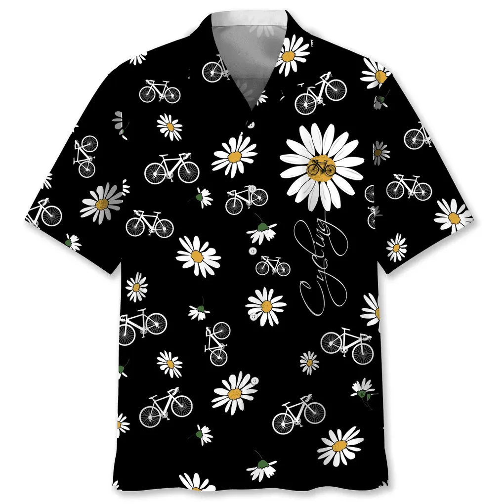 Cycling Daisy Hawaiian Shirt, Idea Gift for Cycling Lover, Summer Cycling Shirt