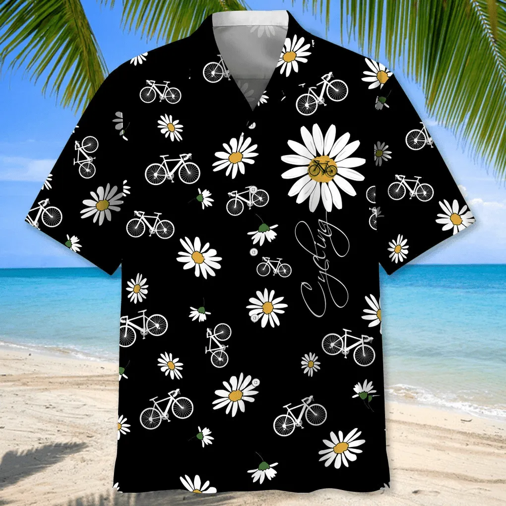 Cycling Daisy Hawaiian Shirt, Idea Gift for Cycling Lover, Summer Cycling Shirt