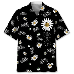Cycling Daisy Hawaiian Shirt, Idea Gift for Cycling Lover, Summer Cycling Shirt