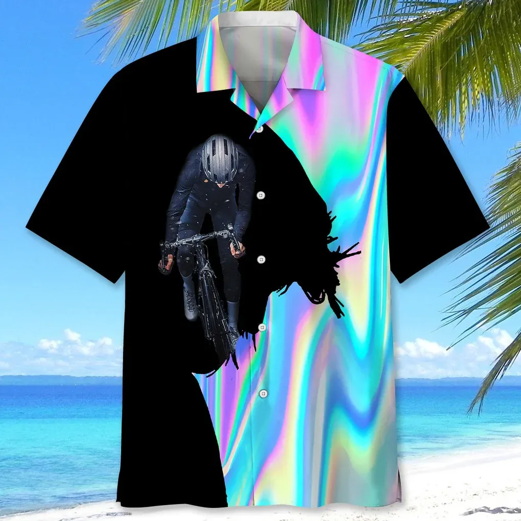 Cycling Liquid Hologram Metal Hawaiian Shirt