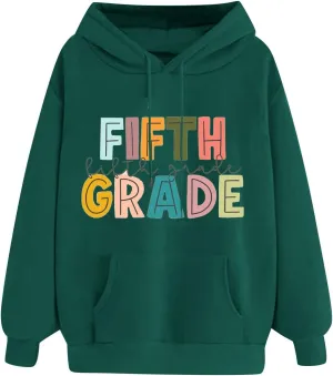 Long Sleeve Crewneck Lightweight Pullover Tops and Drawstring Featuring A Heart Shaped Sixth Grade Teacher Shirts