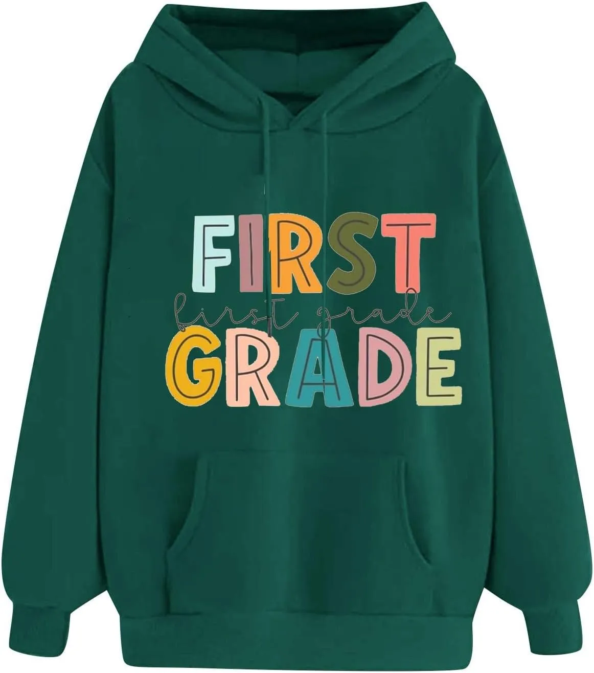 Long Sleeve Crewneck Lightweight Pullover Tops and Drawstring Featuring A Heart Shaped Sixth Grade Teacher Shirts