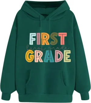 Long Sleeve Crewneck Lightweight Pullover Tops and Drawstring Featuring A Heart Shaped Sixth Grade Teacher Shirts