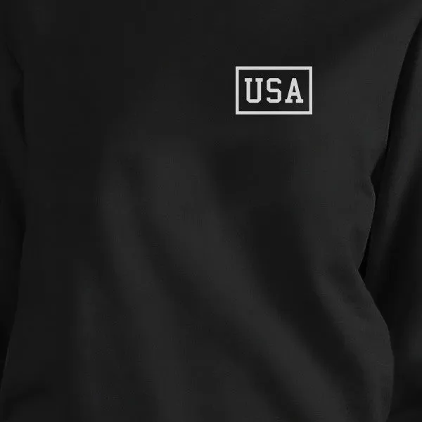 Mini USA Simple Design Black Crewneck Sweatshirt For Four of July