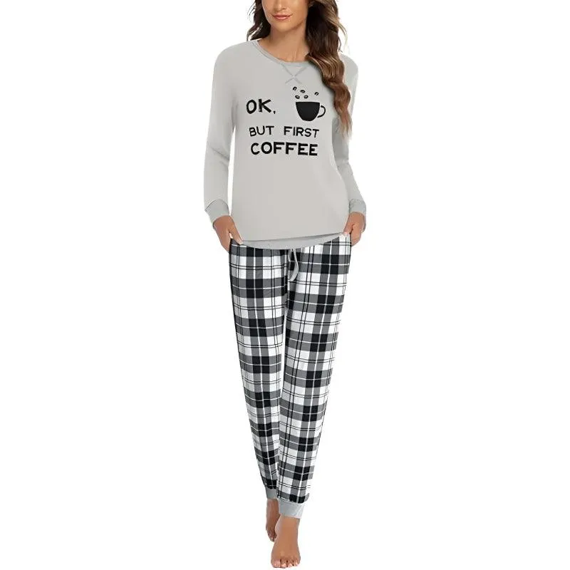 Plaid Print Pajama Set  Comfortable and Cozy Lounge Wear