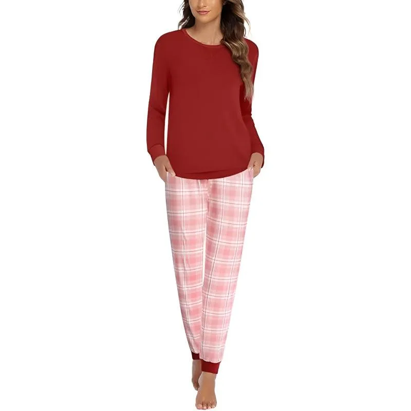 Plaid Print Pajama Set  Comfortable and Cozy Lounge Wear