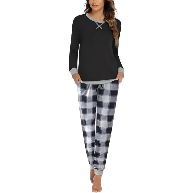 Plaid Print Pajama Set  Comfortable and Cozy Lounge Wear