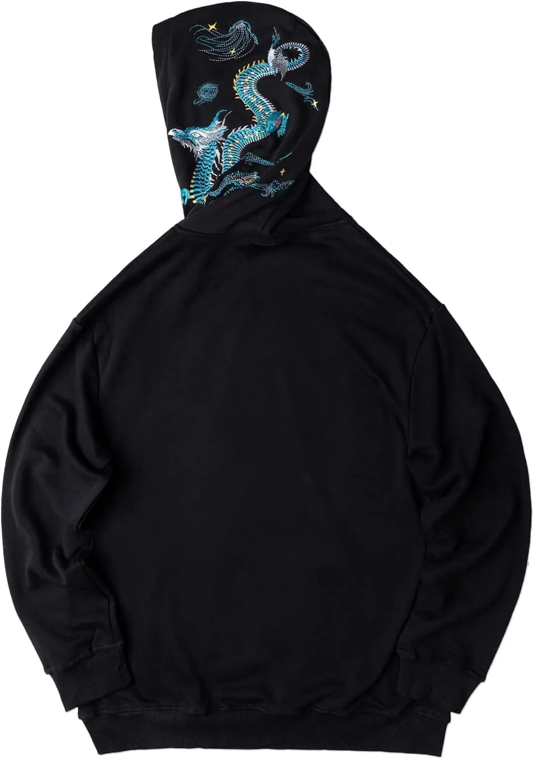 Seidarise Men's Dragon Embroidered Heavyweight Graphic Hoodies Streetwear