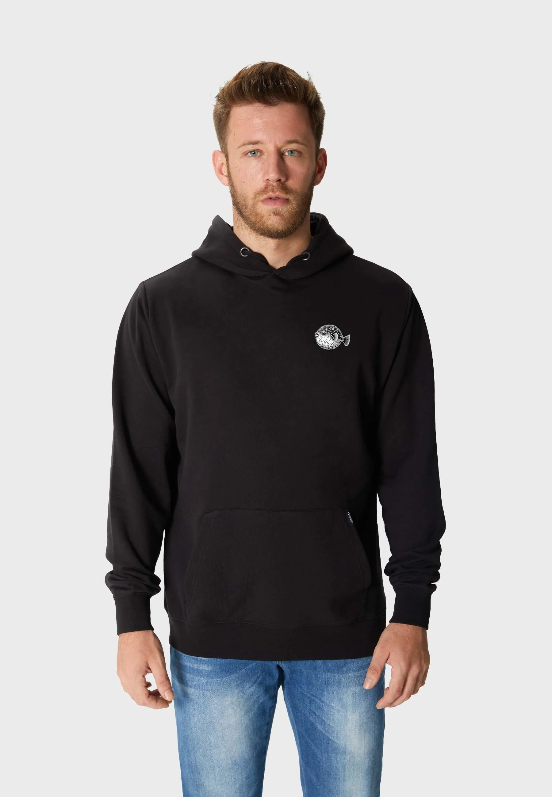 Spiky Puffer Backprint Hoodie Black