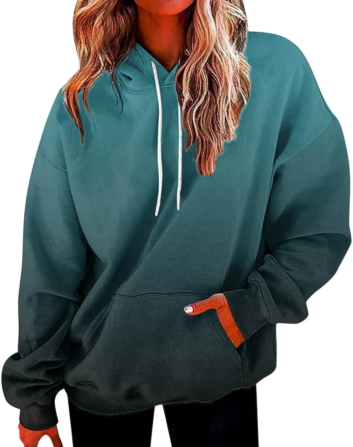 Womens Tie Dye Oversized Hoodie Long Sleeve Drop Shoulder Baggy Sweatshirts Lightweight Hooded Pullover With Pockets