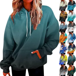Womens Tie Dye Oversized Hoodie Long Sleeve Drop Shoulder Baggy Sweatshirts Lightweight Hooded Pullover With Pockets
