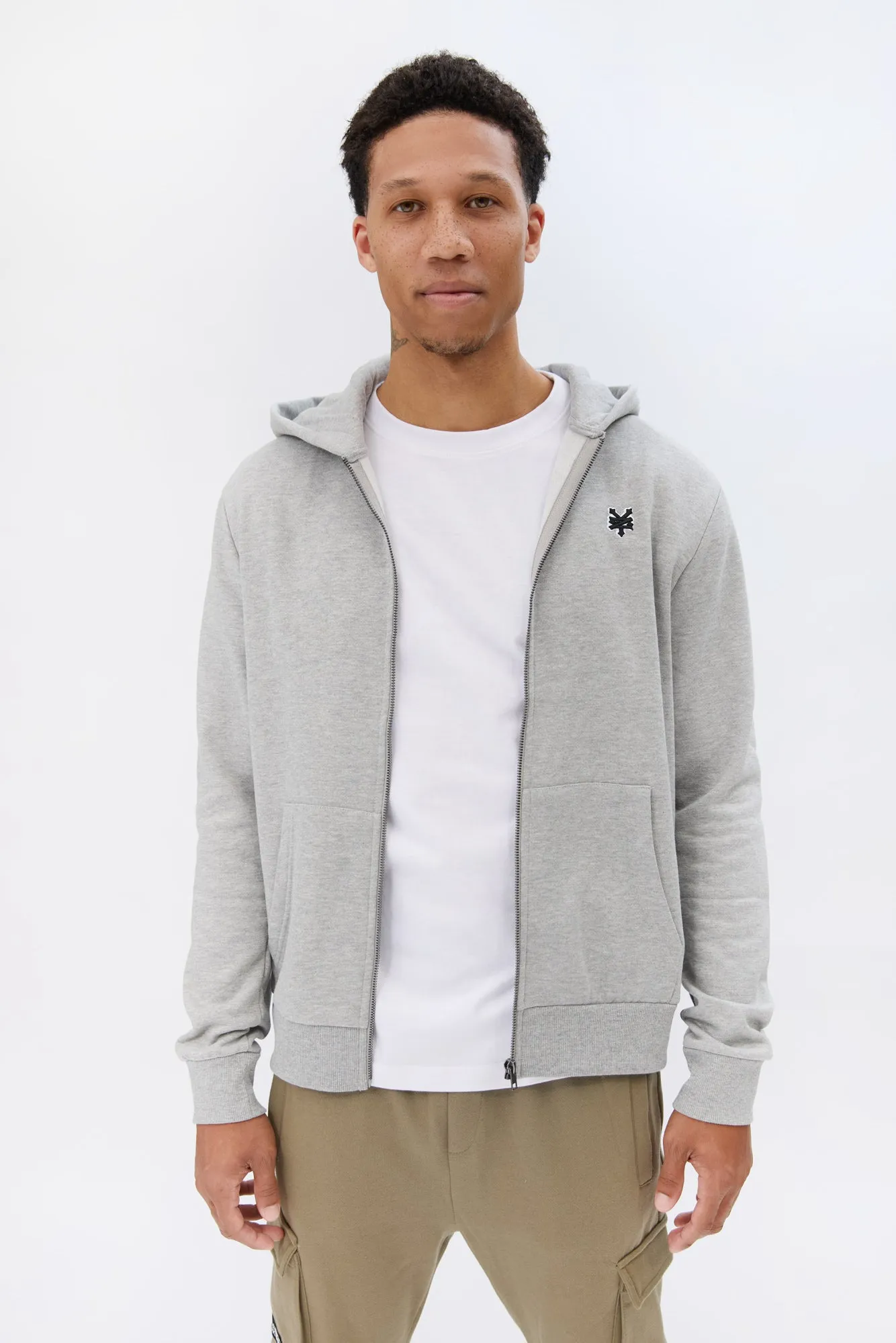 Zoo York Mens Embroidered Logo Zip-Up Hoodie
