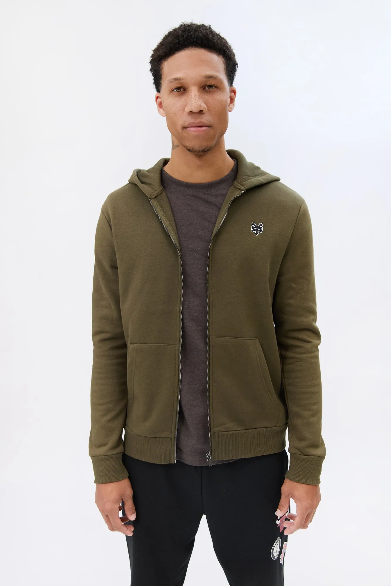 Zoo York Mens Embroidered Logo Zip-Up Hoodie