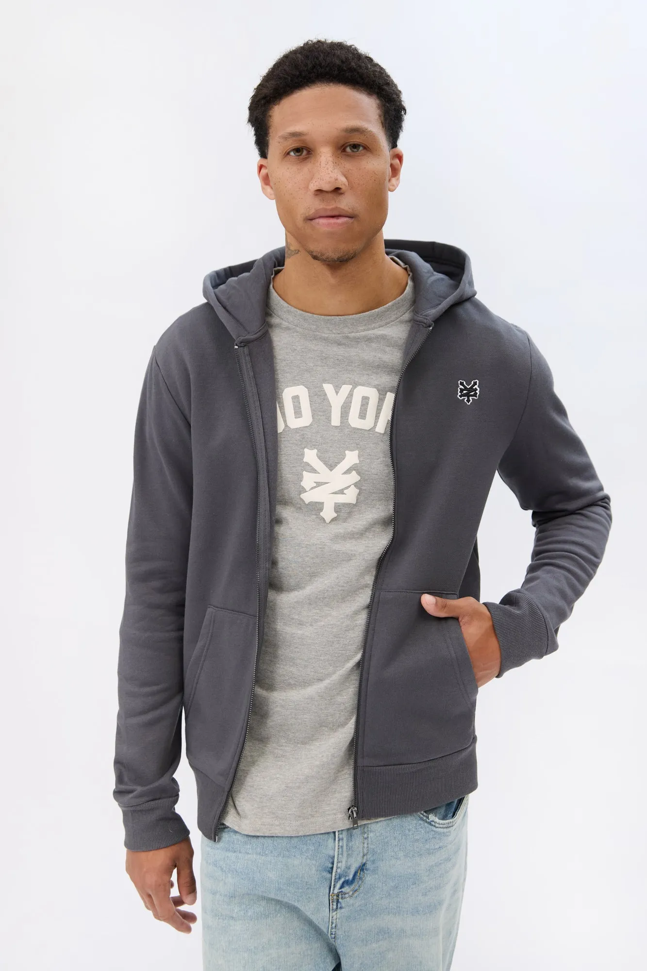 Zoo York Mens Embroidered Logo Zip-Up Hoodie