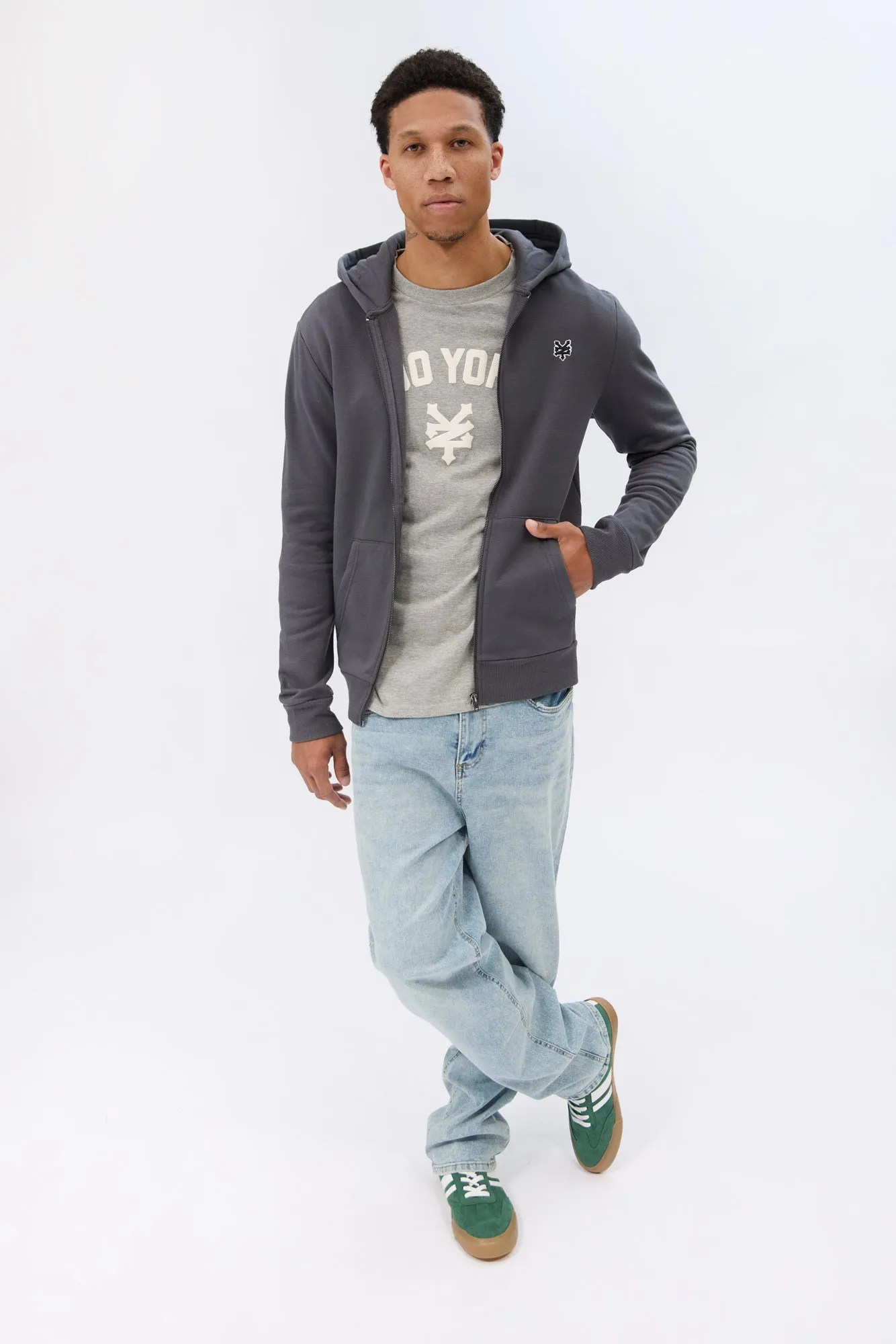 Zoo York Mens Embroidered Logo Zip-Up Hoodie